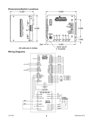 Page 5September 2012 L0101555
Dimensions/Switch Locations
Wiring Diagrams 