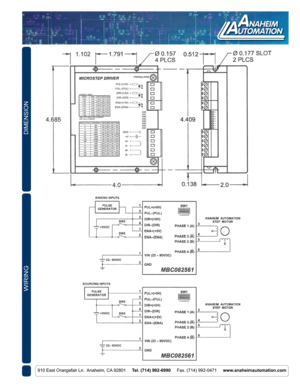 Page 2DIMENSION
910 East Orangefair Ln.  Anaheim, CA 92801     Tel. (714) 992-6990     Fax. (714) 992-0471     www.anaheimautomation.com
WIRING 