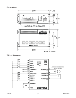 Page 7August 2012 L0101857
Dimensions
Wiring Diagrams 