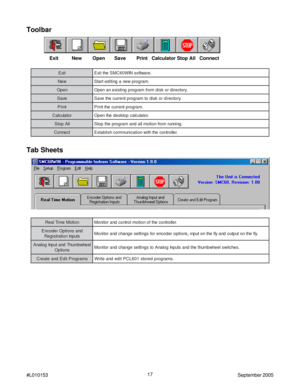 Page 1717
#L010153September 2005
Toolbar
    Exit          New        Open       Save        Print   Calculator Stop All   Connect
t i x E.e r a w t f o s N I W 0 6 C M S e h t t i x E
w e N.m a r g o r p w e n a g n i t i d e t r a t S
n e p O.y r o t c e r i d r o k s i d m o r f m a r g o r p g n i t s i x e n a n e p O
e v a S.y r o t c e r i d r o k s i d o t m a r g o r p t n e r r u c e h t e v a S
t n i r P.m a r g o r p t n e r r u c e h t t n i r P
r o t a l u c l a C.r o t a l u c l a c p o t k s e d...