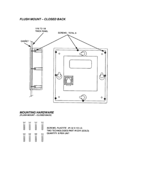 Page 13FLUSH MOUNT – CLOSED BACK
MOUNTING HARDWARE
(FLUSH MOUNT – CLOSED BACK) 