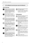 Page 14 Pour utiliser en toute sécurité
12
ATTENTION
Sassurer de suivre les procédures
dutilisation décrites dans la documenta-
tion. Ne jamais permettre à quiconque ne
connaît pas le fonctionnement ou la
manutention de l’appareil de le toucher.
Lutilisation ou la manutention incorrectes
peuvent causer un accident.
Garder les enfants loin de lappareil.
Lappareil comporte des zones et des
composants qui présentent un danger pour les
enfants et qui pourraient causer des blessures,
la cécité, la suffocation ou...