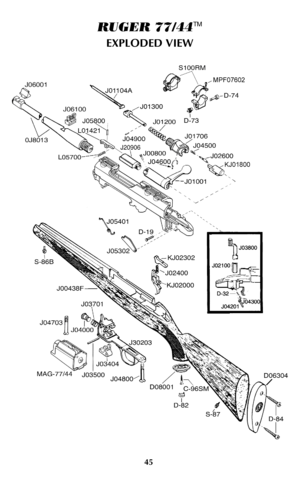 Page 4445
RUGER 77/44TM
EXPLODED VIEW  
