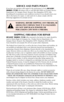 Page 3838
SERVICE AND PARTS POLICY
If you have any question with regard to the performance of your RUGER®
MODEL 77/50 rifle please write or call (603-863-3300) our Product Service
Department, 411 Sunapee Street, Newport, New Hampshire 03773, fully
describing all circumstances and conditions involved. If you should return your
rifle to the factory for repair, or order parts for it, please comply with the
following suggestions for prompt service:
WARNING: BEFORE SHIPPING ANY FIREARM, BE
ABSOLUTELY CERTAIN THAT IT...