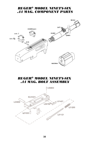 Page 3738
RUGER®MODEL NINETY-SIX
.44 MAG. COMPONENT PARTS
RUGER®MODEL NINETY-SIX
.44 MAG. BOLT ASSEMBLY   