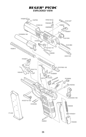 Page 26RUGER®P97DC
EXPLODED VIEW
26  