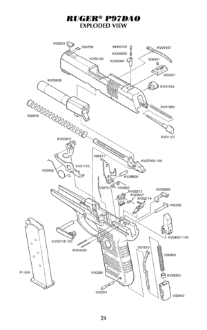 Page 23RUGER®P97DAO
EXPLODED VIEW
24 