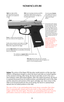 Page 44
NOMENCLATURE
Action:The action of the Ruger P95 decocker model pistols is of the type that
utilizes a tilting barrel design in which the barrel and slide are locked together
at the moment of firing. After firing, the barrel and slide recoil to the rear a
short distance while still locked together. After this initial movement, the barrel
is cammed downward from its locked position, permitting full recoil of the slide
and the extraction and ejection of the spent cartridge case. Upon return of the
slide...
