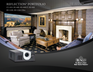 Page 1REFLECTION® PORTFOLIO 
CL-410, RS-440, RS-440LT, RS-900  
RS-1100, RS-1100 U ltra
HO m E  T H E aT E R  a N D   
HOmE CINEma PROJECTORS       