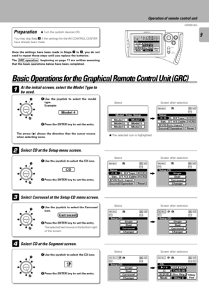 Page 99
D-R350 (En)
1
ConfirmSet Up Retern
Input
SourceMain MenuTapeATapeB Tape1LDTunerCD
VCR2VCR1 TV Sat. CableModel  Typ
e  Setup
Model 6Model 5Model 3Model 2Model 1
ConfirmSet Up Retern
Input
SourceMain MenuTapeATapeB Tape1LDTunerCD
VCR2VCR1 TV Sat. CableSetup
DVD/6ch InputSoundSpeaker
C DSat.Tape1Cable
Reset
VCR1VCR2L DT VModel 4
ENTER
1
2
2
3
ConfirmReturnTapeATapeB Tape1LDTunerCD
VCR2VCR1 TV Sat. CableSetup
DVD/6ch InputSoundSpeaker
C DSat.Cable
Reset
VCR1VCR2L DT VTape1
ConfirmReturnTapeATapeB...