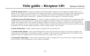 Page 274: LEDs des antennes A et B- En présence de signal, l’une des deux diodes s’allume en vert et indique ainsi quelle antenne, A (à
gauche) ou B (à droite) est en fonctionnement. Le récepteur UR1 balaye constamment les deux antennes et choisit automatiquement
celle qui reçoit le signal le plus fort et le plus clair. La commutation True Diversity est parfaitement inaudible, mais augmente
sensiblement la portée totale en éliminant les   problèmes d’interférences haute fréquence et d’annulation de phase.
5:...