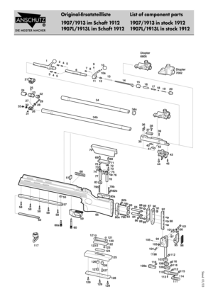 Page 26Stand  01/03
Original-ErsatzteillisteÊ List of component parts
1907/1913 im Schaft 1912 1907/1913 in stock 1912
1907L/1913L im Schaft 1912 1907L/1913L in stock 1912 