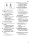 Page 25en25
...  with the appliance itself
Lower  spray arm rotates with
difficulty
Spray arm is blocked by small items or food remains.
Lid in detergent compartment cannot be closed
Detergent compartment has been overfilled.
Mechanism is clogged with remnants of detergent. Indicator lamps do not extinguishafter washing has finished.
Indicator lights flash after the programme has started.
No programme selected.
Remnants of detergent stuck inside dispenser
Compartment was damp when it was filled up with...