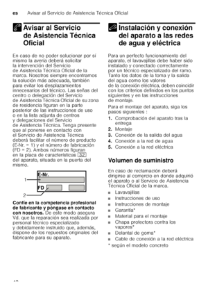 Page 42esAvisar al Servicio de Asistencia Técnica Oficial
42
4 Avisar al Servicio 
de Asistencia Técnica  
Oficial
Avisar al Servicio deAsistencia Técnica Oficial
En caso de no poder solucionar por sí  
mismo la avería deberá solicitar  
la intervención del Servicio  
de Asistencia Técnica Oficial de la  
marca. Nosotros siempre encontramos  
la solución más adecuada, también  
para evitar los desplazamientos  
innecesarios del técnico. Las señas del  
centro o delegación del Servicio  
de Asistencia Técnica...