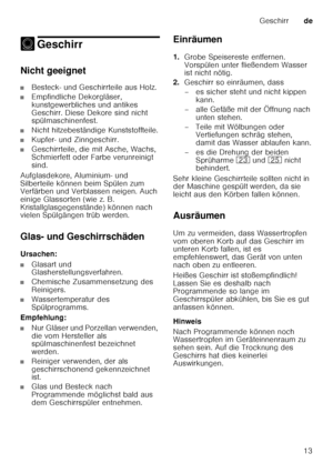 Page 13Geschirrde
13
- GeschirrGeschirr
Nicht geeignet
