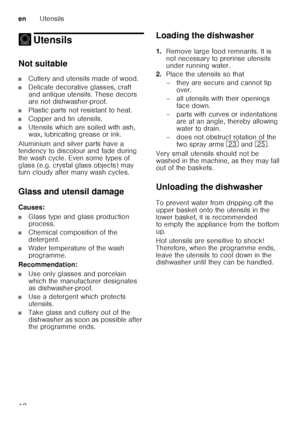 Page 12enUtensils
12
- UtensilsUtensils
Not suitable
