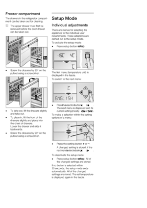 Page 12NO
cêÉÉòÉê=Åçãé~êíãÉåí 
qÜÉ=Çê~ïÉêë=áå=íÜÉ=êÉÑêáÖÉê~íçê=Åçãé~êíJ 
ãÉåí=Å~å=ÄÉ=í~âÉå=çìí=Ñçê=ÅäÉ~åáåÖK
qÜÉ=ìééÉê=Çê~ïÉê=ãìëí=Ñáêëí=ÄÉ=
êÉãçîÉÇ=ÄÉÑçêÉ=íÜÉ=Çççê=Çê~ïÉê=
Å~å=ÄÉ=í~âÉå=çìíK
z pÅêÉï=íÜÉ=ÅäçëìêÉë=Äó=VMø=çå=íÜÉ=
éìääçìí=ìëáåÖ=~=ëÅêÉïÇêáîÉêK
z qç=í~âÉ=çìíI=äáÑí=íÜÉ=Çê~ïÉêë=ëäáÖÜíäó=
~åÇ=í~âÉ=çìíK
z qç=éä~ÅÉ=áåI=äáÑí=íÜÉ=Ñêçåí=çÑ=íÜÉ=
Çê~ïÉêë=ëäáÖÜíäó=~åÇ=éä~ÅÉ=áåíç=
íÜÉ ÅÜÉëí=çÑ=Çê~ïÉêëK 
içïÉê=íÜÉ=Çê~ïÉê=~åÇ=ëäáÇÉ=áí= 
Ä~Åâï~êÇëK
z pÅêÉï=íÜÉ=ÅäçëìêÉë=Äó=VMø=çå=íÜÉ=
éìääçìí=ìëáåÖ=~=ëÅêÉïÇêáîÉêK...