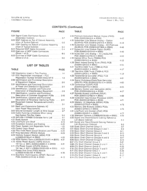 Page 102SAlURN IIE EPAT,X 
Inst;~llatloli I’roccdllres 
CONTENTS (Continued) 
PAGE  FIGURE 
5.04 
6.00 
6.01 
6C2 
6.03 
6.03 Signal Cablo Dls!ribu!:on Sysic:l: (Expansion Cabinet) 
MDF Cabling via Top of Cabinet Assembly 
(Vie\:; of Tjplcal Cabinei) 
MDF Cablmg via Bottcm of Cabinet Assem!:iy 
(View of Typical Cabinet) 
Required MDF Cable Ccnnector 
Overview of MDF Cabie Connec:ors 
(Sheet 1 of 2) 
Overview of MDF Cable Ccnnccicrs 
(Sheet 2 of 2) 
LIST OF TABLES 
5-7 
G-2 
6-6 
TABLE 
PAGE 
1.00 Mnemonics Used...