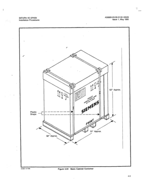 Page 132SATURN IIE EPABX Installation Procedures 
A30808-X5130-BllO-l-8928 
Issue 1, May 1986 
.’ 
Plastic 
Straps 
A4960-1.4117166 Figure 4.00 Basic Cabinet Contalner 
4-3  