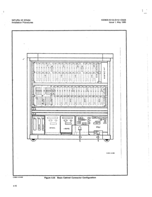 Page 139SATURN IlE EPABX Installation Procedures 
A30808-X5130-BllO-l-8928 Issue 1, May 1986 
.’ 
i 
I 
I 
C4996-l-4114166 Figure 4.05 Basic Cabinet Connector Contiguration 
4-10  