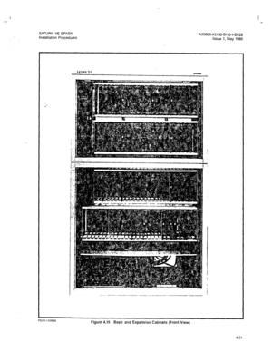 Page 150I - 
SATURN IIE EPABX 
Installation Procedures A30808-X5130-BliO-l-8928 
Issue 1, May 1986 
SATURN IIIE 
. 
P5070-l-3120166 
Figure 4.15 Basic and Expansion Cabinets (Front View) 
4-21  