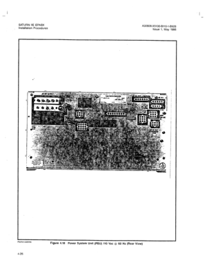 Page 155SATURN IIE EPABX 
Installation Procedures A30808-X5130-8110-l-6928 
Issue 1, May 1986 
P5070.5.3!20!86 
4-26 Figure 4.18 Power System Unit (PSU) 110 Vat Q 60 Hz (Rear View)  