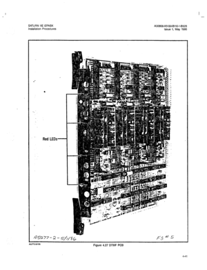 Page 170- 
SATURN IIE EPABX 
A30808-X5130-8110-1-8928 
Installation Procedures 
Issue 1, May 1986 
4 
. Red LEDs- 
Figure 4.27 DTMF PCB  