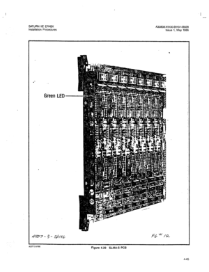 Page 174SATURN IIE EPABX 
Installation Procedures A30808-X5130-BllO-l-8928 
Issue 1, May 1986 
, 
Gieen LED 
Figure 4.29 SLMA-S PCB 
4-45  