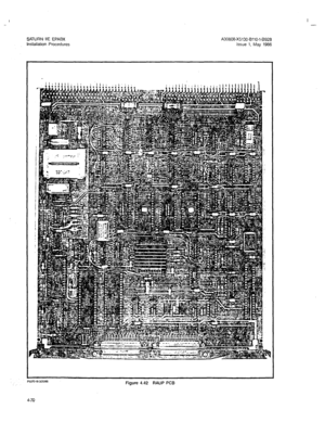 Page 199I 
- 
SATURN IIE EPABX A30808-X5130-8110-1-8928 
Installation Procedures Issue 1, May 1986 
Figure 4.42 RAUP PCB  