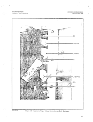 Page 241I 
SATURN IIE EPABX 
lnstallatlon Test Proccdurcs A30808-X5130-8120-1-8928 
Issue I, May 1986 
J46/P46 
J47/P47 
Figure 4.00 Location of Input Voltage Connectors 011 Basic Bockplnnc  