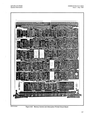 Page 37SATURN IIE EPABX A30808-X5130-AllO-l-8918 
General Description Issue 1, May 1986 
Figure 6.03 Memory Control and Attenuation Printed Circuit Board 
6-7  