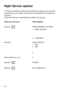 Page 2626
Night Service options
A number of alternative predetermined Night Service groups may have been
programmed on your system. Each group is identified by the 1st extension in
the group.
Consult the Siemens representative for details of the groups.
What you have to do What happens
Depress
PROGRAMMABLE OPTIONS
1 NIGHT SERVICE
.
.
.
0 LANGUAGE
Depress 1 NIGHT  SERVICE
1 2233
2 4534
.
.
0
Select desired no. e.g. 2 2
Depress
STORED
Depress
IDLE CONDITION 