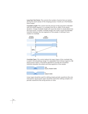 Page 6454
Loop Start Test Points: This controls the number of points that are tested
during the search phase of the merging process. It works as in the Rotated
Sums Looper.
Crossfade Length: This control sets the amount of the loop that is blended
with the attack segment. It is variable from 0% to 100% of the attack
duration. A large crossfade length will cause the attack to slowly blend into
the loop sound. A smaller crossfade length will create a quick but blended
transition between the two segments of the...