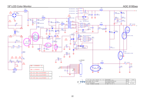 Page 2219 LCD Color Monitor                                                                            AOC 919Swa
       
22 
ZD921
R LZ 22B12
R903
100K  O HM 2W
L904
LL903
L
F B903
BEAD1
2
L905
L
O E M MO D EL
SizeRev
Date
Sheet
of
TP V MO D E L
PCB NAME
称爹
T P V   ( Top    Victory     Electronics    Co . ,   Ltd. )Key Component絬 隔 瓜 絪 腹
PW PC 9941LH D 1 2Custom
34 Monday ,  J une 29,  2009715G2824-2
O D M  MO D E L 03. Adapt erG2824-2-X-X-4-090627919Swa
+16V+5V
C921
NC
-+
BD 901
GBU 408
2
1
3
4
VOL
C912
0....