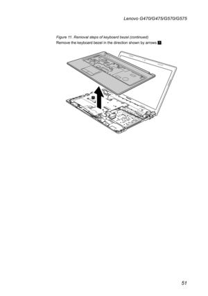 Page 5551
Lenovo G470/G475/G570/G575
Figure 11. Removal steps of keyboard bezel (continued) 
Remove the keyboard bezel in the direction shown by arrows 7.
7 