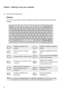 Page 8Chapter 1. Getting to know your computer
4 
Using the keyboard
Hotkeys
You can access certain system settings quickly by pressing the appropriate 
hotkeys.
 :Mutes/unmutes the  
sound. :Enables/disables airplane 
mode.
 :Decreases the volume 
level.
Enables/disables the touch 
pad.
 :Increases the volume level. :Turns on/off the backlight 
of the LCD screen.
 :Closes the currently active 
window. :
Toggles the display 
between the computer and 
an external device.
 :
Refreshes the desktop or 
the...