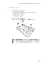 Page 55Lenovo G400/G500/G405/G505/G410/G510
51 1090 Keyboard bezel
For access, remove these FRUs in order:
 “1010 Battery pack” on page 36
 “1030 Hard disk drive(HDD)/Memory/Mini PCI Express Card slot 
compartment cover” on page 38
 “1050 Optical drive” on page 42
 “1080 Keyboard” on page 47
Figure 9. Removal steps of keyboard bezel
G400: Remove eight screws   and two screws   on the bottom.
StepScrew (quantity)ColorTorque
M2.5 × 6 mm, flat-head, nylok-coated (8) Black 1.5 ~ 2.0 kgfcm
M2 × 3 mm, flat-head,...