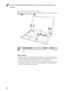 Page 66Lenovo G400/G500/G405/G505/G410/G510 Hardware Maintenance 
Manual
62
Figure 11. Removal steps of LCD unit (continued)
G500: Release the antenna cables from the cable guides in the direction shown by 
arrows  . Remove four screws  .
When installing:
 Route the antenna cables along the cable guides. As you route the cables, 
make sure that they are not subjected to any tension. Tension could cause the 
cables to be damaged by the cable guides, or a wire to be broken.
 Make sure that the LCD connector is...