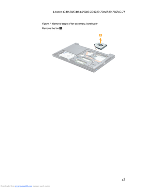 Page 47Downloaded from www.Manualslib.com manuals search engine 43
Lenovo G40-30/G40-45/G40-70/G40-70m/Z40-70/Z40-75
Figure 7. Removal steps of fan assembly (continued) 
Remove the fan 3.
3  