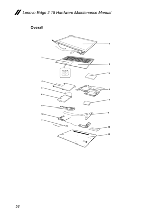 Page 6258
Overall
1
13
9
3
4
11
10
12
7
b
8
2
5
6
a
Lenovo Edge 2 15 Hardware Maintenance Manual  