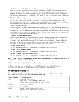 Page 74a Service Provider install CRUs, at no additional charge, under the type of warranty service 
designated for your Machine. Lenovo specifies in the materials shipped with a replacement CRU 
whether a defective CRU must be returned. When return is required, 1) return instructions and a 
container are shipped with the replacement CRU, and 2) you may be charged for the replacement 
CRU if Lenovo does not receive the defective CRU within 30 days of your receipt of the replacement. 
2.   
 On-site Service...