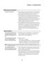 Page 33Chapter 4. Troubleshooting
27
BIOS password problems
I forgot my password.• If you forget your user password, you must ask the 
system administrator to reset your user password.
• If you forget your HDD password, a Lenovo 
authorized servicer cannot reset your password or 
recover data from the hard disk. You must take your 
computer to a Lenovo authorized servicer or a 
marketing representative to have the hard disk drive 
replaced. Proof of purchase is required, and a fee 
will be charged for parts and...