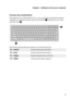 Page 9Chapter 1. Getting to know your computer
5
Function key combinations
Through the use of the function keys, you can change operational features 
instantly. To use this function, press and hold Fn a ; then press one of the 
function keys b .
b
a
The following describes the features of each function key.
Fn + Home:Activate the pause function.
Fn + End:
Activate the break function.
Fn + PgUp:Enable/Disable the scroll lock.
Fn + PgDn Activate the system request. 