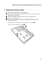 Page 35Appendix. CRU (Customer Replaceable Units) instructions
31
Replacing the backup battery  - - - - - - - - - - - - - - - - - - - - - - - - - - - - - - - - - - - - - - - - - - - - - - - - - - - - - - - - - - - -
To replace the backup battery, do the following:
1Turn off the computer, then disconnect the AC power adapter and all 
cables from the computer.
2Close the computer display, and then turn the computer over.
3Remove the battery pack.
4Remove the Hard disk drive/Memory/Mini PCI Express Card slot...