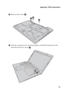 Page 43Appendix. CRU instructions
39
5Remove the screws  . 
6Turn the computer over, open the display, and lift the keyboard in the 
direction shown by arrow  .
c
c c
c
d
d 