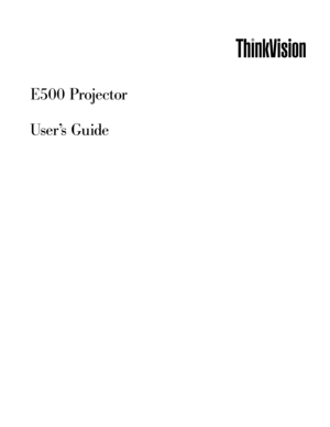 Page 1E500 Projector   
   
User’s Guide 
   
 
 
            