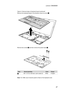 Page 5147
Lenovo V560/B560
Figure 9. Removal steps of keyboard bezel (continued) 
Remove the keyboard bezel in the direction shown by arrow 7.
7
Remove two screws 8 and then remove the power board 9.
88
9
StepScrew (quantity)ColorTorque
8M2 × 2.5 mm, flat-head, nylok-coated (2)White1.6 kgfcm
Note: For V560, touch inductive panel is fixed on the keyboard cover.  