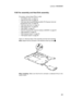 Page 5753
Lenovo V560/B560
1120 Fan assembly and Heat Sink assembly
For access, remove these FRUs in order: 
• “1010 Battery pack” on page 34
• “1020 Dummy card” on page 35
• “1030 Hard disk drive(HDD)/Memory/Mini PCI Express Card slot compartment cover” on page 36
• “1040 Hard disk drive” on page 37
• “1050 Optical drive” on page 38
• “1060 DIMM” on page 39
• “1070 PCI Express Mini Card for wireless LAN/WAN” on page 40
• “1080 Keyboard” on page 42
• “1090 Keyboard bezel” on page 44
• “1100 System board” on...