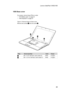 Page 43
39
Lenovo IdeaPad U160/U165

1050 Base cover
For access, remove these FRUs in order:
• “1010 Battery pack” on page 34
• “1040 Keyboard” on page 37
Figure 5. Removal steps of base cover
Remove two screws 1 and one screw 2.

21
1
1

StepScrew (quantity)ColorTorque
1M2 × 5 mm, flat-head, nylok-coated (3)White1.6 kgfcm
2M2 × 2.5 mm, flat-head, nylok-coated (1)White1.6 kgfcm 