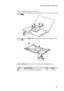 Page 55
51
Lenovo IdeaPad U160/U165

Figure 11. Removal steps of system board
Detach  two  FPC  connectors  and  one  connector  in  the  direction  shown  by arrows 1 2.

12
2

12

Remove three screws 3, detach the speakers connector in the direction shown by arrow 4. 
3
33

4

When installing: Make sure that all the connectors are attached firmly.

StepScrew (quantity)ColorTorque
3M2 × 5 mm, flat-head, nylok-coated (3)White1.6 kgfcm 